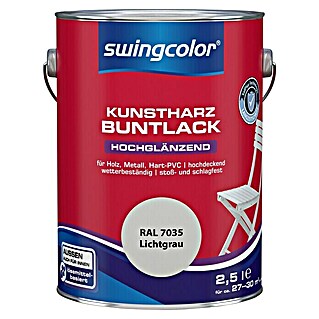 swingcolor Buntlack Kunstharz für Außen (Lichtgrau, 2,5 l, Hochglänzend, Lösemittelbasiert)
