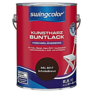 swingcolor Buntlack Kunstharz für Außen (RAL 8017, Schokobraun, 2,5 l, Hochglänzend, Lösemittelbasiert)