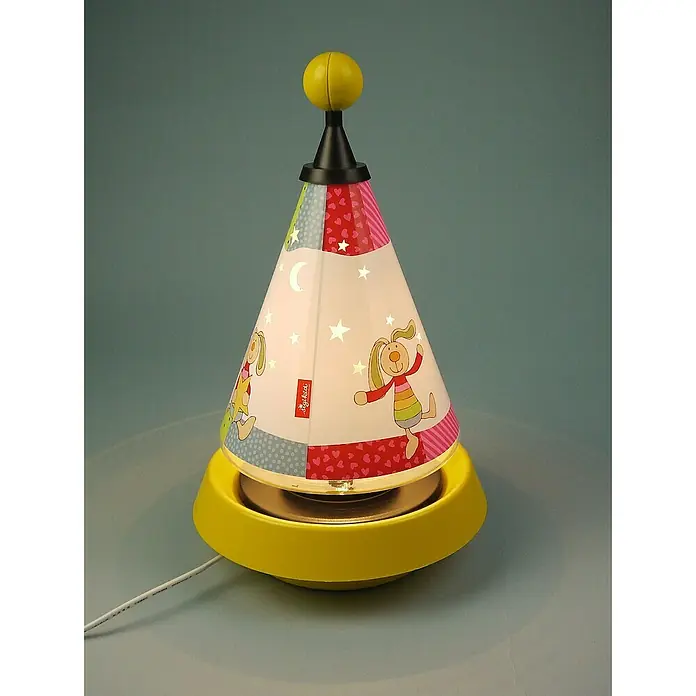 Niermann Kinderzimmerleuchte Rainbow Rabbit - L x B x H: 21 x 21 x 35 cm, Gelb, G4 - Diese niedliche Sigikid-Nachttischlampe mit einem bunten Design und einem lustigen Hunde-Motiv ist ideal für Kinderzimmer.