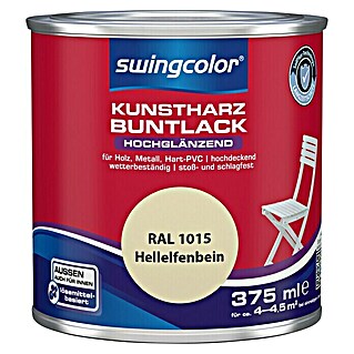 swingcolor Buntlack Kunstharz für Außen (RAL 1015, Hellelfenbein, 375 ml, Hochglänzend, Lösemittelbasiert)