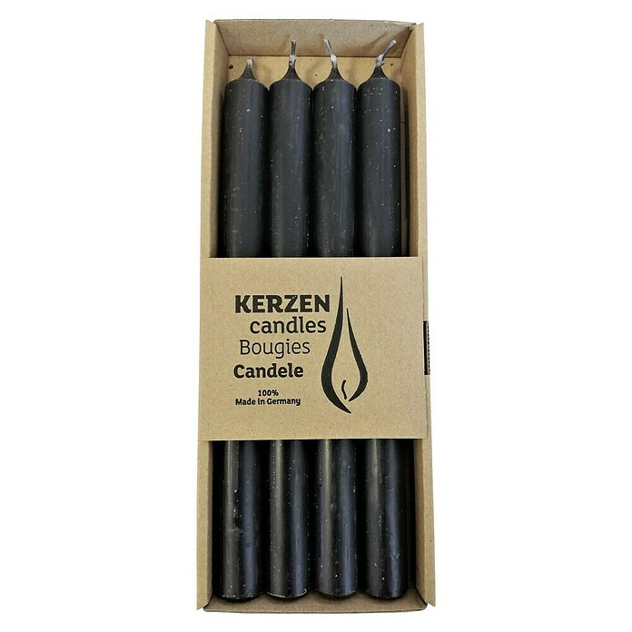 Stabkerzen-Set Rustic (4 Stk., Ø x H: 2,2 mm x 25 cm, Schwarz) | BAUHAUS