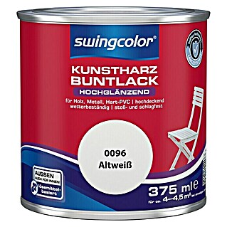 swingcolor Buntlack Kunstharz für Außen (RAL 0096, Altweiß, 375 ml, Hochglänzend, Lösemittelbasiert)