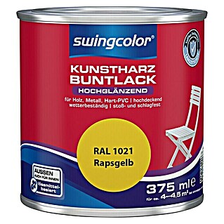 swingcolor Buntlack Kunstharz für Außen (RAL 1021, Rapsgelb, 375 ml, Hochglänzend, Lösemittelbasiert)