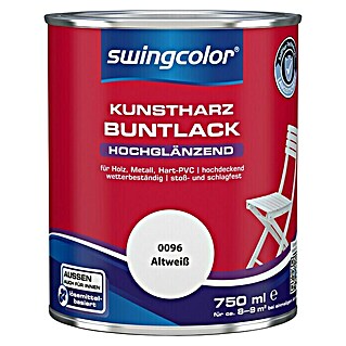 swingcolor Buntlack Kunstharz für Außen (RAL 0096, Altweiß, 750 ml, Hochglänzend, Lösemittelbasiert)