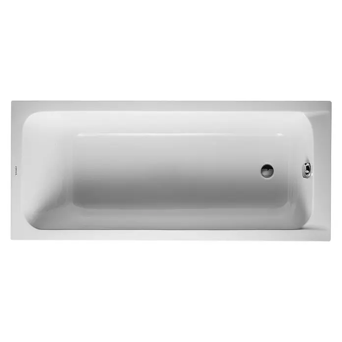 Duravit D-Code Badewanne - 160 x 70 cm, Sanitäracryl, Weiß, Position Ablauföffnung: Fußende - Ansicht von oben auf eine rechteckige Duravit-Badewanne in strahlendem Weiß, ein elegantes und funktionales Design für moderne Badezimmer.