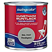 swingcolor Buntlack Kunstharz für Außen (Staubgrau, 375 ml, Hochglänzend)
