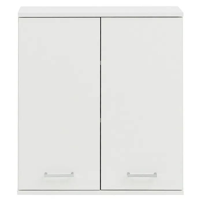 Schildmeyer Lorenz Oberschrank - 30 x 21 x 71 cm, Perlweiß - Weißer Wandschrank mit zwei Türen und minimalistischen Griffen. Ideal für Badezimmer oder Küche, bietet praktischen Stauraum.