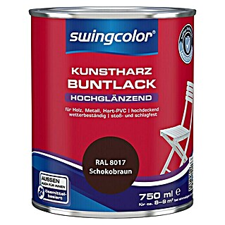 swingcolor Buntlack Kunstharz für Außen (RAL 8017, Schokobraun, 750 ml, Hochglänzend, Lösemittelbasiert)