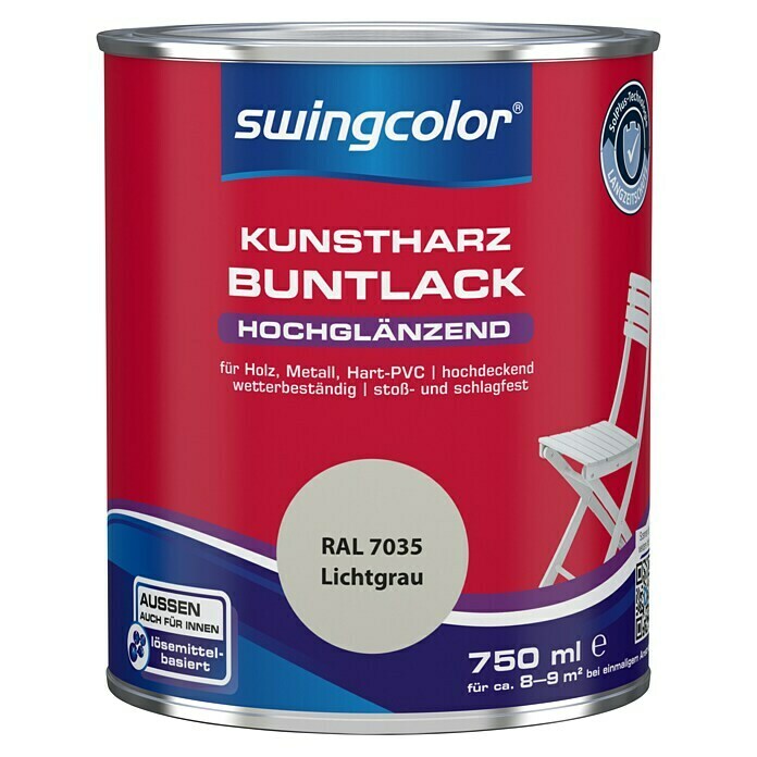 swingcolor Buntlack (Lichtgrau, 750 ml, Hochglänzend)