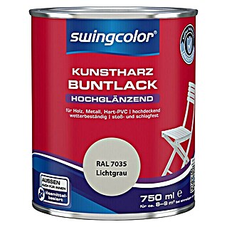 swingcolor Buntlack Kunstharz für Außen (RAL 7035, Lichtgrau, 750 ml, Hochglänzend, Lösemittelbasiert)