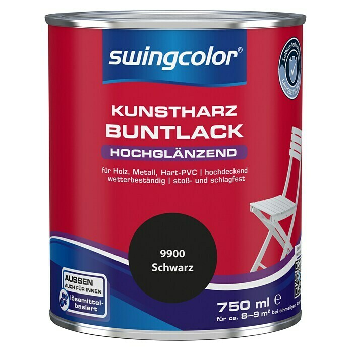 swingcolor Buntlack (Schwarz, 750 ml, Hochglänzend)