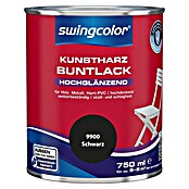 swingcolor Buntlack Kunstharz für Außen (Schwarz, 750 ml, Hochglänzend)