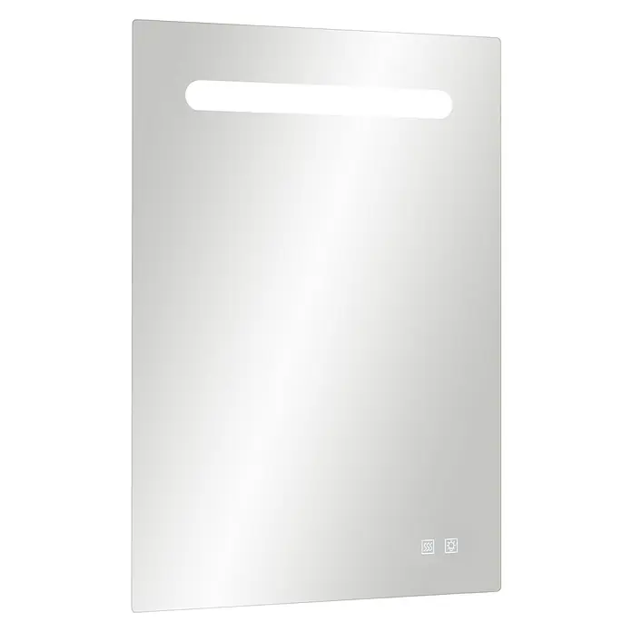 Camargue Lichtspiegel Calor - 60 x 80 cm, Sensor - Modern gestalteter rechteckiger LED-Spiegel mit Aussparung oben und integrierten Bedienelementen für Badezimmer oder Ankleidezimmer.