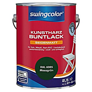 swingcolor Buntlack Kunstharz für Außen (Moosgrün, 2,5 l, Seidenmatt, Lösemittelbasiert)