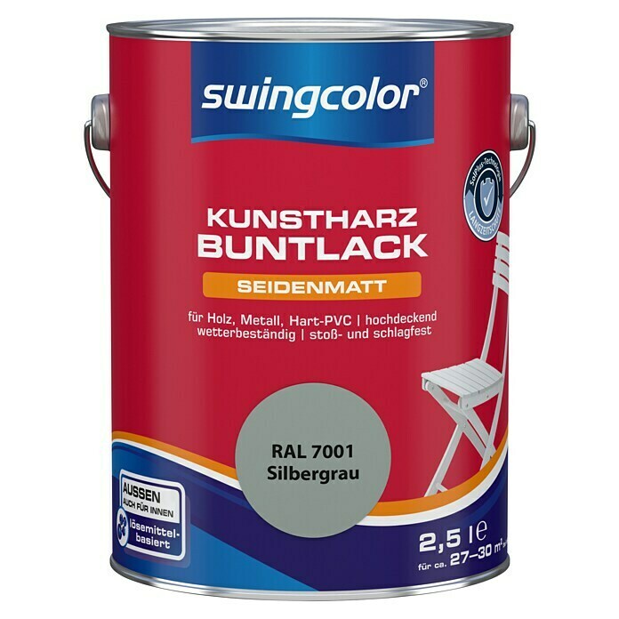 swingcolor Buntlack (Silbergrau, 2,5 l, Seidenmatt)