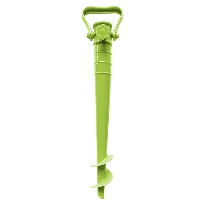 Rasendorn - Grün, Für Rohrdurchmesser: 22 mm - 25 mm - Ein grüner Sonnenschirmständer mit Griff und spiralförmigem Fuß zum einfachen Eingraben in den Sand. Ideal für den Strand!