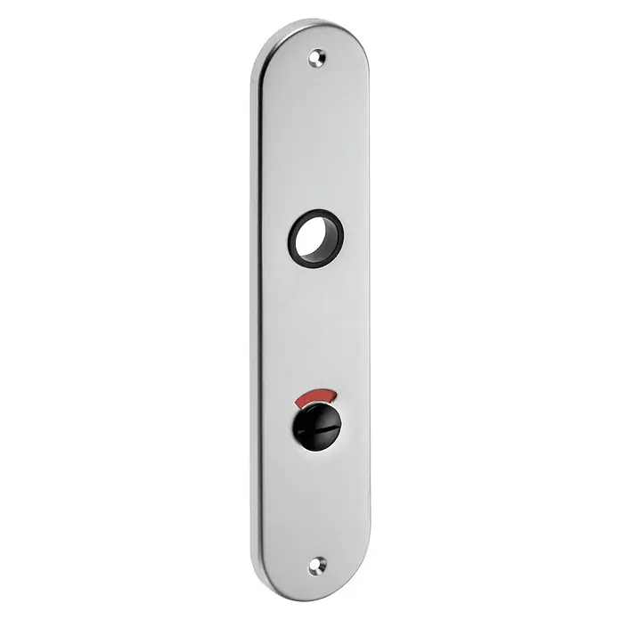Stabilit Langschild ZT - Schlitzkopf/Olive, Silber - Schlichte WC-Verriegelung aus Chrom mit roter/grüner Anzeige für "Besetzt/Frei" und Schraubenlöchern.