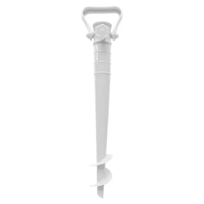 Rasendorn - Weiß, Für Rohrdurchmesser: 22 mm - 25 mm - Weißer Schirmanker mit Griff und spiralförmigem Design für stabilen Halt im Sand. Ideal für Strand und Garten.