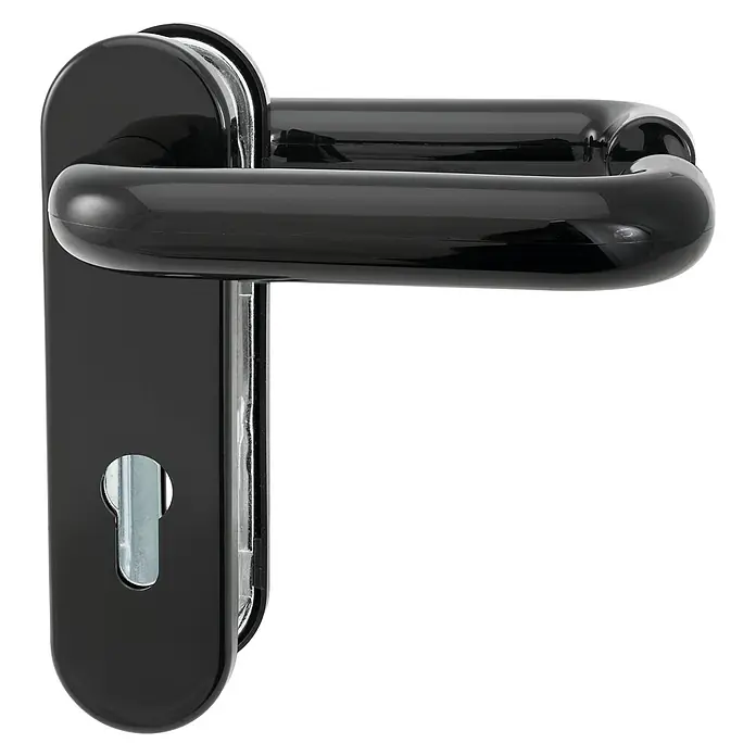 Portaferm Schutzgarnitur - Kunststoff, Stärke Tür: 44 mm - 60 mm - Schwarzer Türgriff aus Metall mit modernem Design für Innentüren und Haustüren.