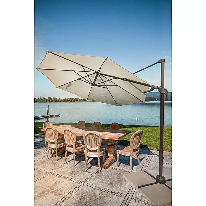 Sunfun Schirmbezug Capri - Natur, Passend für: Sunfun Ampelschirmgestell Capri Ø 300 cm - Stimmungsaufnahme