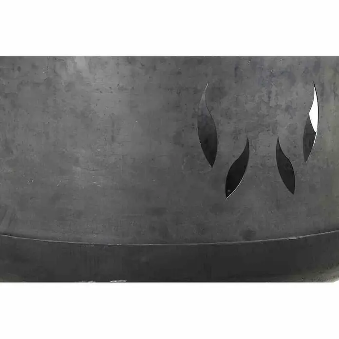 Siena Garden Feuerschalen-Aufsatz - Durchmesser: 53 cm, Stahl - Detailaufnahme einer schwarzen Feuerschale mit ausgeschnittenen Flammenmustern, die für eine stimmungsvolle Atmosphäre sorgt.