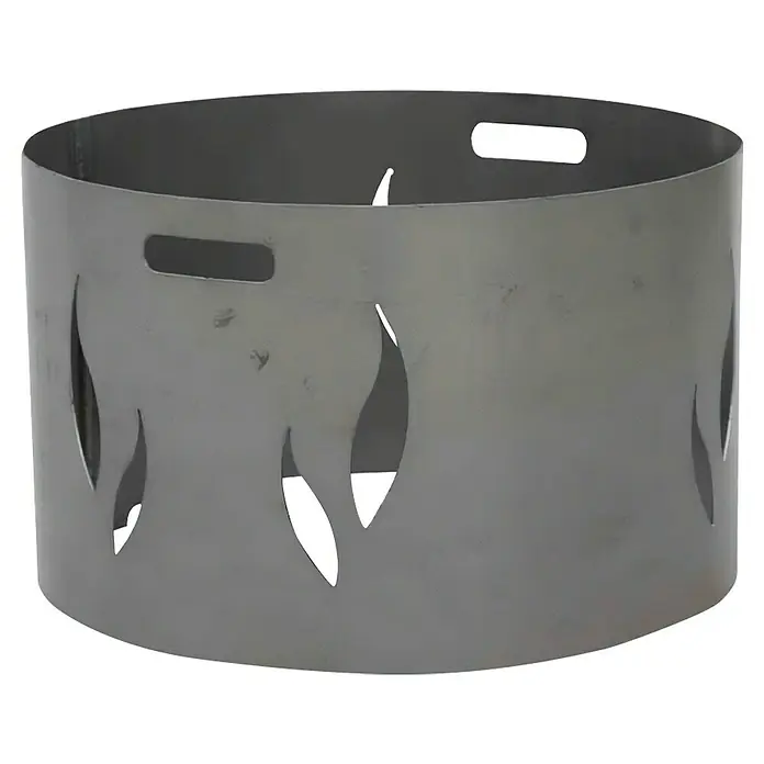 Siena Garden Feuerschalen-Aufsatz - Durchmesser: 53 cm, Stahl - Abgebildet ist eine moderne Feuerschale aus Metall mit ausgeschnittenen Flammenmustern und Griffen. Ein stilvolles Deko-Element für den Garten.