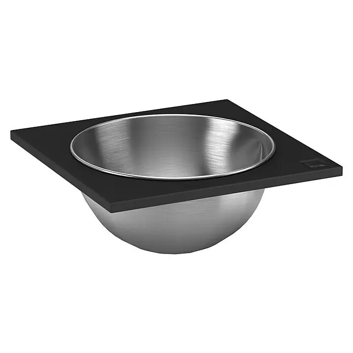 oneQ Flaschenkühler - Schwarz/Silber, L x B: 40,7 x 40,7 cm - Dunkler, quadratischer Einbau-Aufsatz mit runder Schale aus gebürstetem Edelstahl.