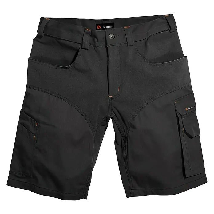 L.Brador Arbeitshose 1490 B - Herren, Konfektionsgröße: 50, Schwarz - Schwarze Labrador-Arbeitsshorts mit Taschen. Robuste Shorts für Handwerker und Outdoor-Aktivitäten.