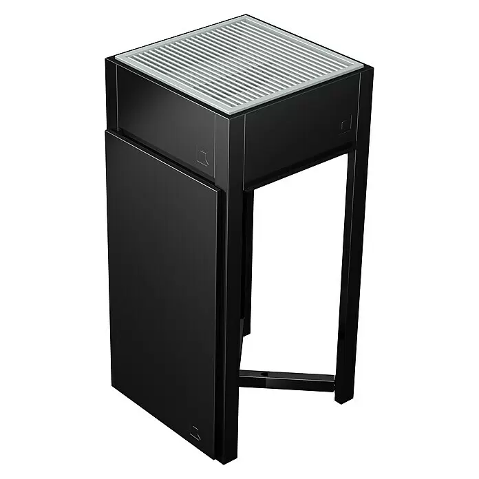 oneQ Blende - Schwarz, Passend für: oneQ Basismodul - Moderner schwarzer Outdoor-Grill mit silbernem Rost und Seitenverkleidung.