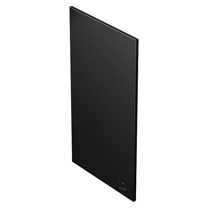 oneQ Blende - Schwarz, Passend für: oneQ Basismodul - Schlankes, dunkelanthrazitfarbenes Rechteckpaneel mit dünner Metallkante und subtilem eckigem Logo unten rechts.