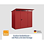 EcoStar Gerätehaus Trend-P Typ 1 (Außenbreite inkl. Dachüberstand: 247,9 cm, Außentiefe inkl. Dachüberstand: 153 cm, Purpurrot, Einzeltür) | BAUHAUS
