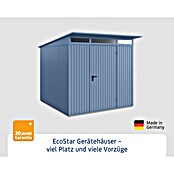 EcoStar Gerätehaus Trend-P Typ 2 (Außenbreite inkl. Dachüberstand: 247,9 cm, Außentiefe inkl. Dachüberstand: 283,4 cm, Taubenblau, Einzeltür) | BAUHAUS