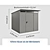 EcoStar Gerätehaus Trend-P Typ 2 (Außenbreite inkl. Dachüberstand: 247,9 cm, Außentiefe inkl. Dachüberstand: 283,4 cm, Grau, Einzeltür) | BAUHAUS