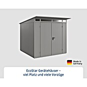 EcoStar Gerätehaus Trend-P Typ 2 (Außenbreite inkl. Dachüberstand: 247,9 cm, Außentiefe inkl. Dachüberstand: 283,4 cm, Grau, Doppeltür) | BAUHAUS