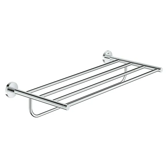 Grohe Essentials Multi-Badetuchhalter - Mit Ablage, Chrom, Glänzend - Wandmontierter Handtuchhalter aus Chrom mit drei Stangen und Ablage für zusätzlichen Komfort im Badezimmer.