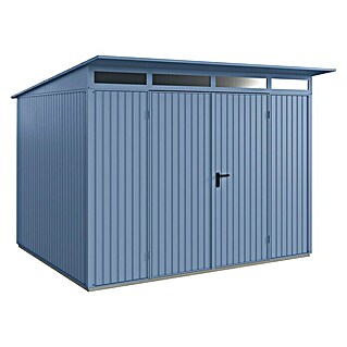 EcoStar Gerätehaus Trend-P Typ 3 (Außenbreite inkl. Dachüberstand: 312,7 cm, Außentiefe inkl. Dachüberstand: 283,4 cm, Taubenblau, Doppeltür)