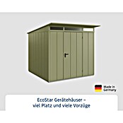 EcoStar Gerätehaus Elegant-P Typ 2 (Außenbreite inkl. Dachüberstand: 247,9 cm, Außentiefe inkl. Dachüberstand: 283,4 cm, Schilfgrün, Einzeltür) | BAUHAUS