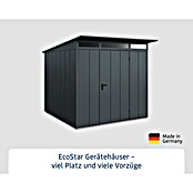 EcoStar Gerätehaus Elegant-P Typ 2 (Außenbreite inkl. Dachüberstand: 247,9 cm, Außentiefe inkl. Dachüberstand: 283,4 cm, Anthrazitgrau, Einzeltür) | BAUHAUS