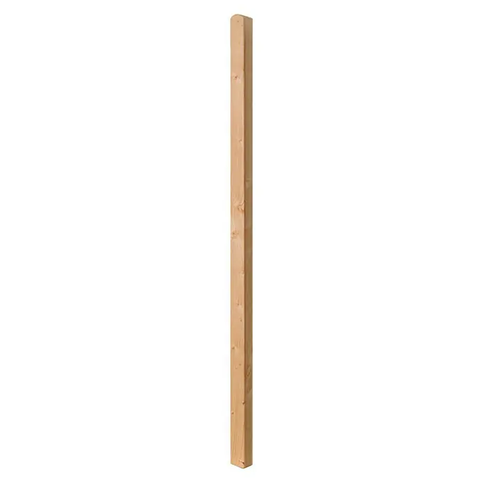 Noblewood Holzpfosten - L x B x H: 195 x 9 x 9 cm, Lärche - Ein einzelner, aufrechter, unbehandelter Holzpfosten, der für Bau- oder Zaunprojekte verwendet werden kann. Die Maserung des Holzes ist gut sichtbar.