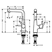 Hansgrohe Talis S Waschtischarmatur 210 (Chrom, Glänzend)