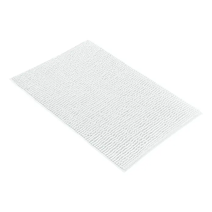 Camargue Alfombra de baño Zottel - 80 x 50 cm, Poliéster, Blanco - Una alfombra de baño rectangular, blanca y esponjosa sobre una superficie blanca. Aporta comodidad y seguridad al baño.