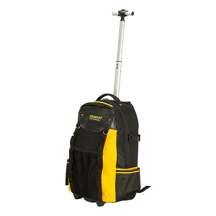 Stanley FatMax Mochila para herramientas - Nylon, Negro/Amarillo, No incluye herramientas - La mochila portaherramientas con ruedas Stanley Fatmax es perfecta para transportar herramientas. Cuenta con un diseño duradero y amplio espacio.