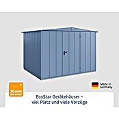 EcoStar Gerätehaus Elegant-S Typ 3 (Außenbreite inkl. Dachüberstand: 323,6 cm, Außentiefe inkl. Dachüberstand: 247,7 cm, Taubenblau, Einzeltür) | BAUHAUS