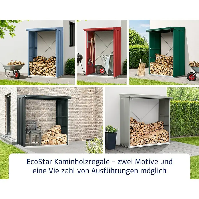 EcoStar Kaminholzregal Trend-V Typ 2 - Metall, Purpurrot - Vielfältige EcoStar Kaminholzregale in verschiedenen Farben und Ausführungen für die stilvolle Lagerung von Brennholz im Außenbereich.