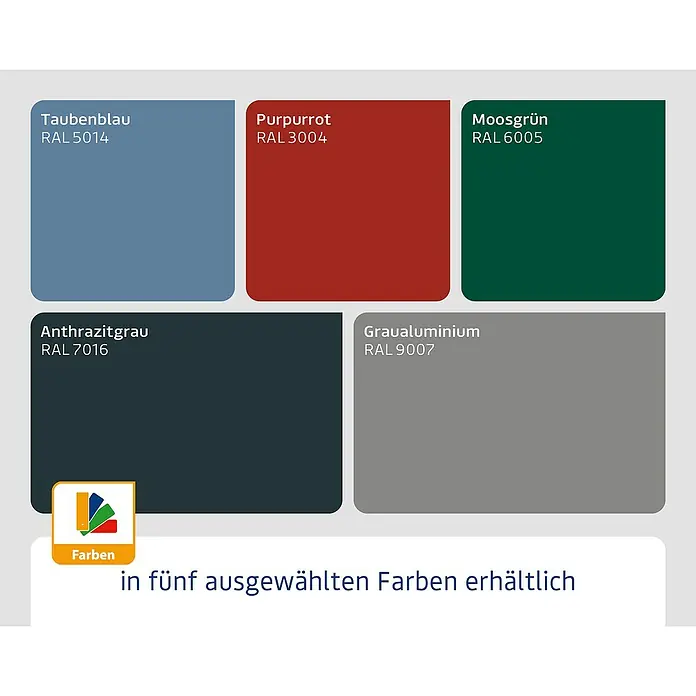EcoStar Kaminholzregal Trend-V Typ 2 - Metall, Purpurrot - Farbauswahl mit Taubenblau, Purpurrot, Moosgrün, Anthrazitgrau und Graualuminium, jeweils mit RAL-Code.