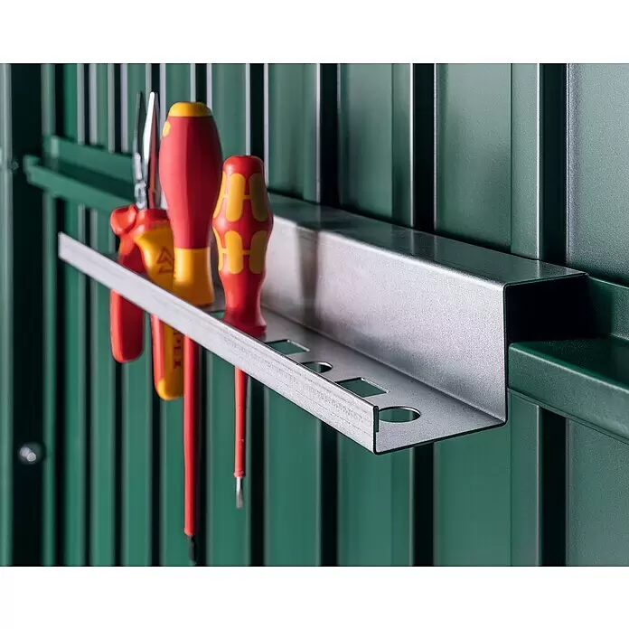 EcoStar Werkzeughalter - Passend für: EcoStar Gerätehäuser - Werkzeughalter aus verzinktem Metall mit Schlitzen und Löchern zur ordentlichen Aufbewahrung von Schraubendrehern.
