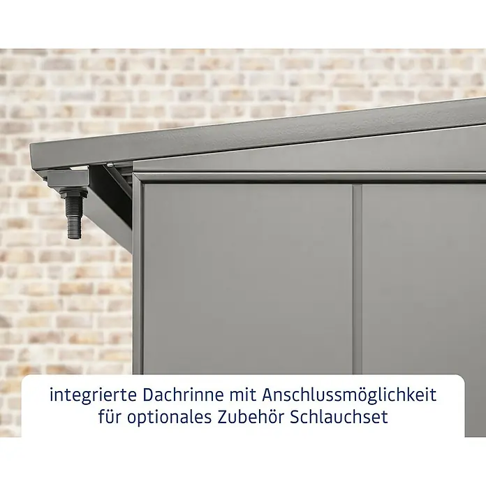 EcoStar Kaminholzregal Elegant-V Typ 1 - Metall, Grau - Integrierte Dachrinne mit Anschlussmöglichkeit für optionales Zubehör Schlauchset.\n