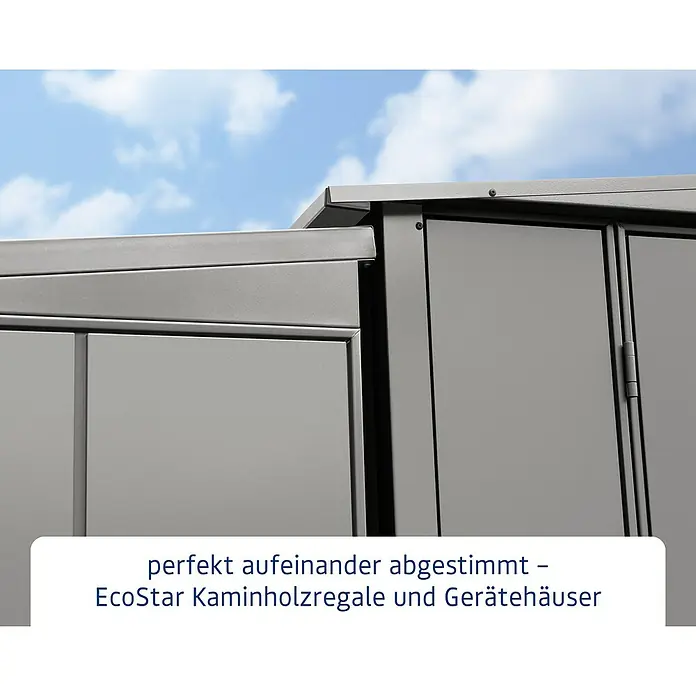 EcoStar Kaminholzregal Elegant-V Typ 1 - Metall, Grau - EcoStar Kaminholzregale und Gerätehäuser: Perfekt aufeinander abgestimmt für eine optimale Nutzung des Außenbereichs.