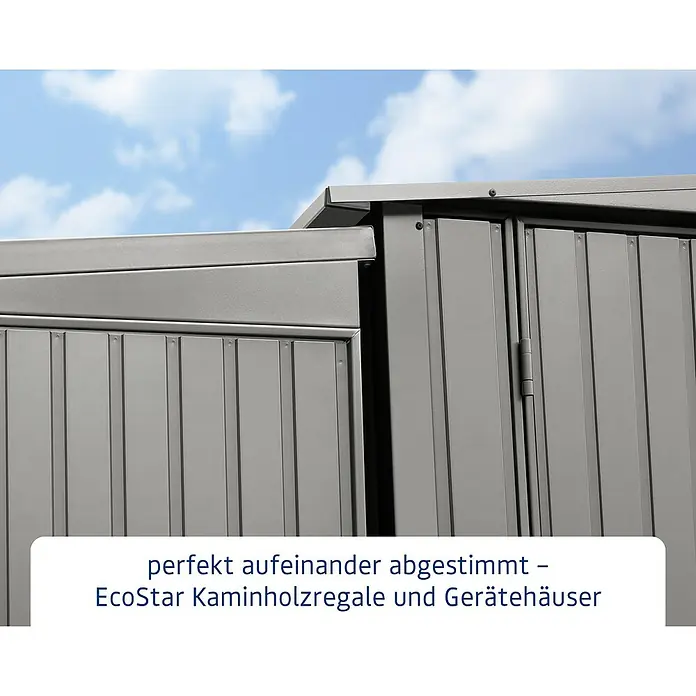 EcoStar Kaminholzregal Trend-V Typ 2 - Metall, Grau - EcoStar Kaminholzregale und Gerätehäuser sind perfekt aufeinander abgestimmt und bieten eine optimale Lösung für die Lagerung im Außenbereich.