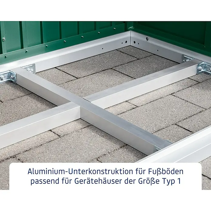 EcoStar Unterkonstruktion - 224,3 x 94,1 cm, Passend für: EcoStar Gerätehäuser - Aluminium-Unterkonstruktion für Gerätehäuser Größe Typ 1. Stabile Basis für Gartenhäuser, schützt vor Feuchtigkeit und Beschädigungen.